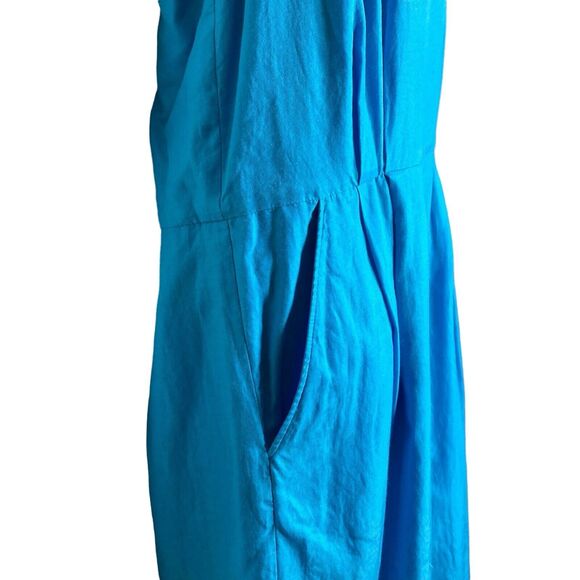 Banana Republic Dress Womens 8 Blue Silk Blend Scoop Neck Knee Length Strappy - Picture 6 of 10